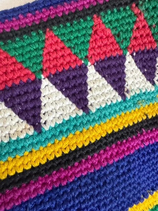 Vintage Guatemalan Handwoven Boho Bag - Vibrant Mayan Geometric Design - Picture 13 of 16